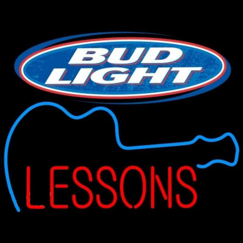 Bud Light Guitar Lessons Beer Sign Neonskylt