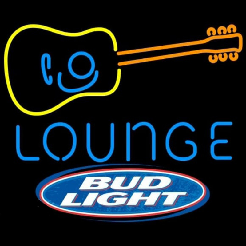 Bud Light Guitar Lounge Beer Sign Neonskylt