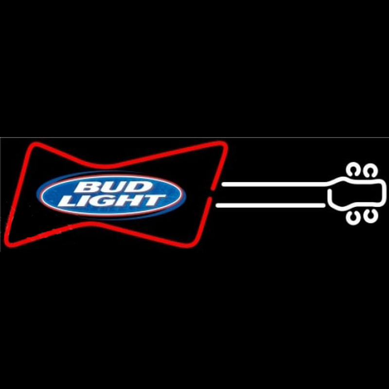 Bud Light Guitar Red White Beer Sign Neonskylt