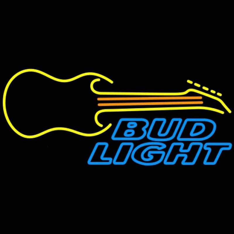 Bud Light Guitar Yellow Orange Beer Sign Neonskylt