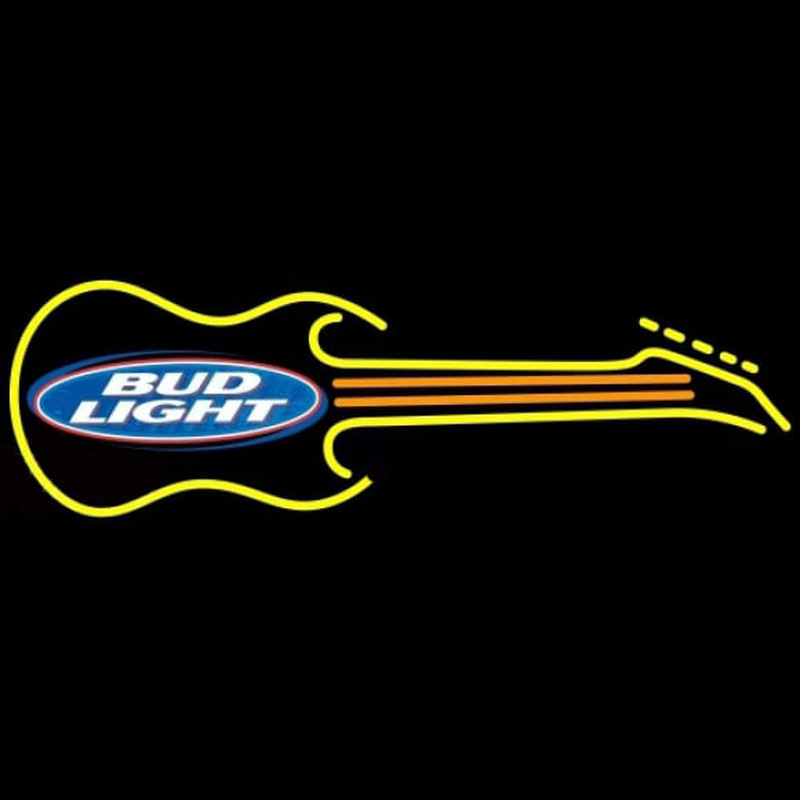 Bud Light Guitar Yellow Orange Beer Sign Neonskylt