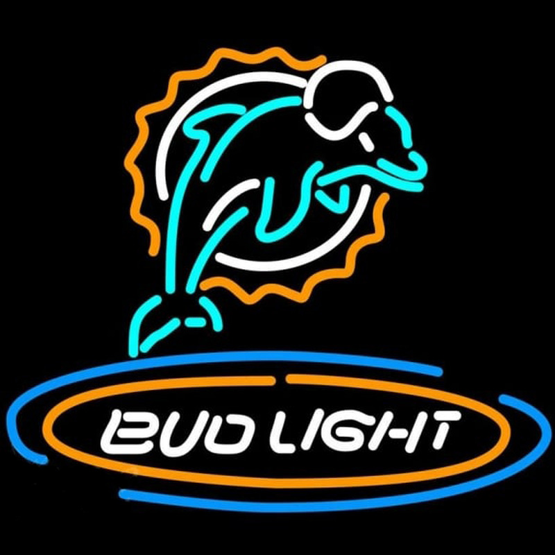 Bud Light Miami Dolphins Beer Sign Neonskylt