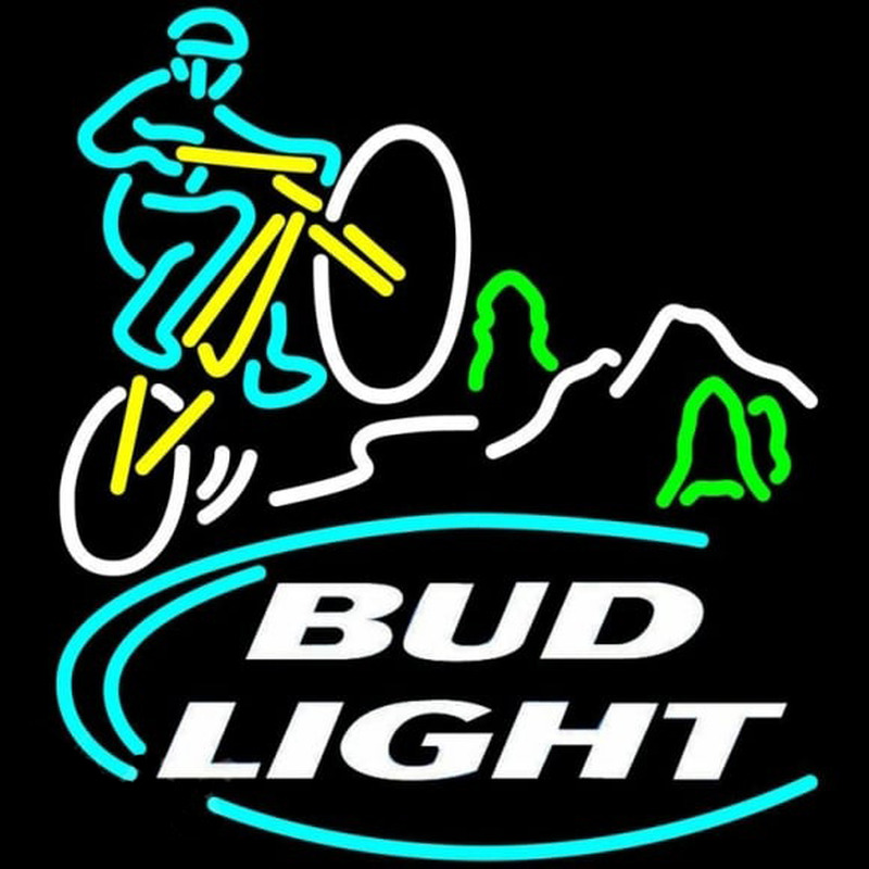Bud Light Mountain Biker Beer Sign Neonskylt