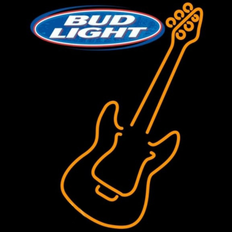Bud Light Only Orange Guitar Beer Sign Neonskylt