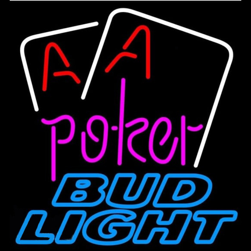 Bud Light Purple Lettering Red Aces White Cards Beer Sign Neonskylt
