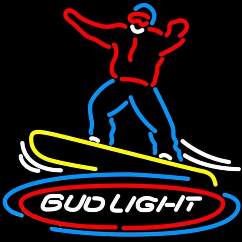 Bud Light Snowboarder Beer Sign Neonskylt