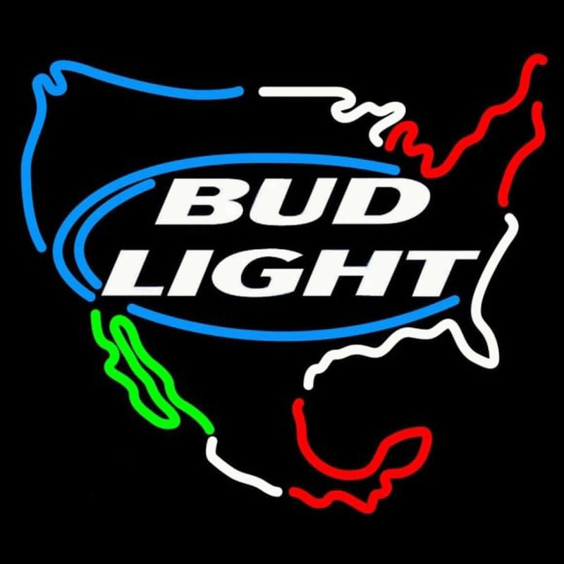 Bud Light Usa Map Beer Sign Neonskylt
