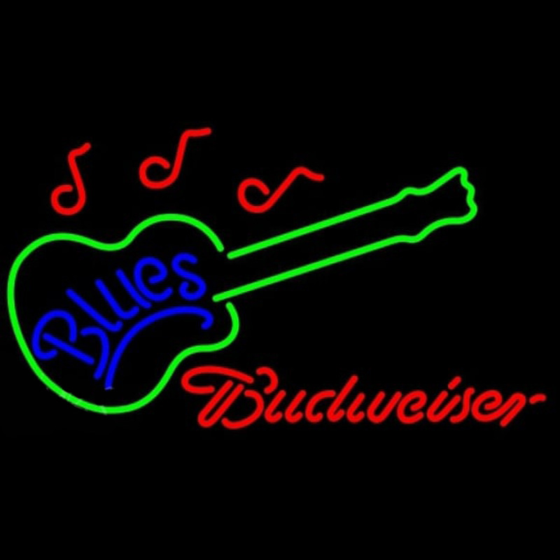 Budweiser Blues Guitar Beer Sign Neonskylt