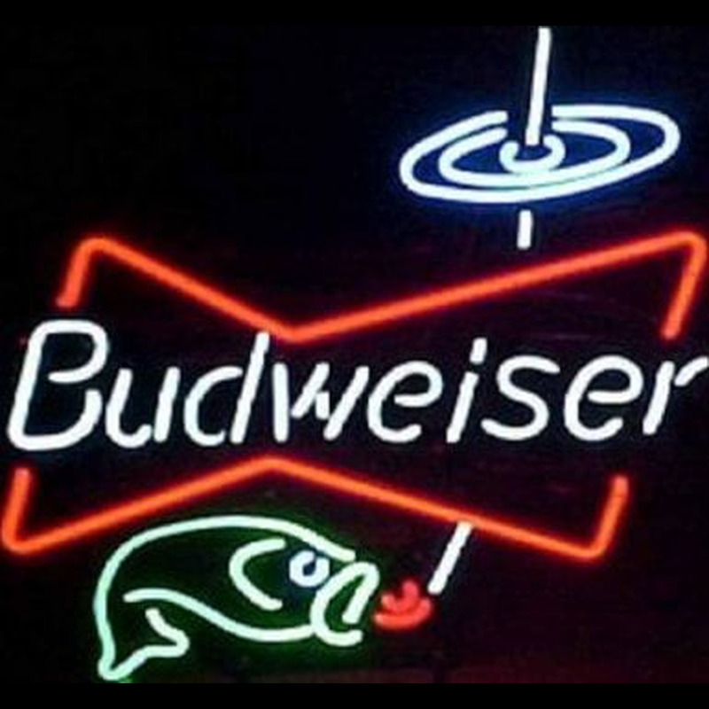 Budweiser Bowtie fish Beer Bar Neonskylt