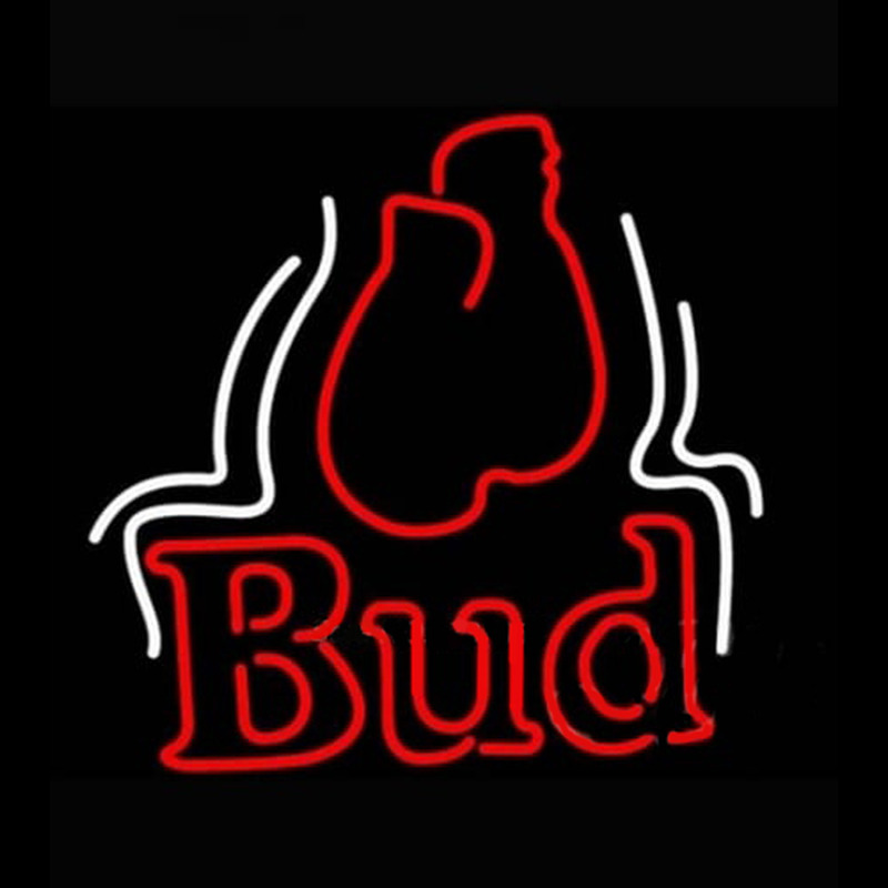 Budweiser Bud Boxing Gloves Beer Light Neonskylt