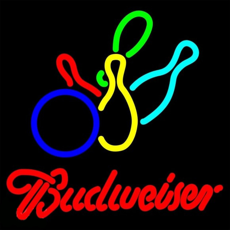 Budweiser Colored Bowling Beer Sign Neonskylt