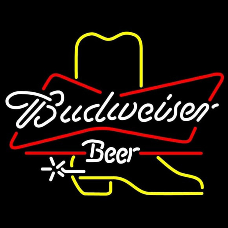 Budweiser Cowboy Boot Beer Sign Neonskylt