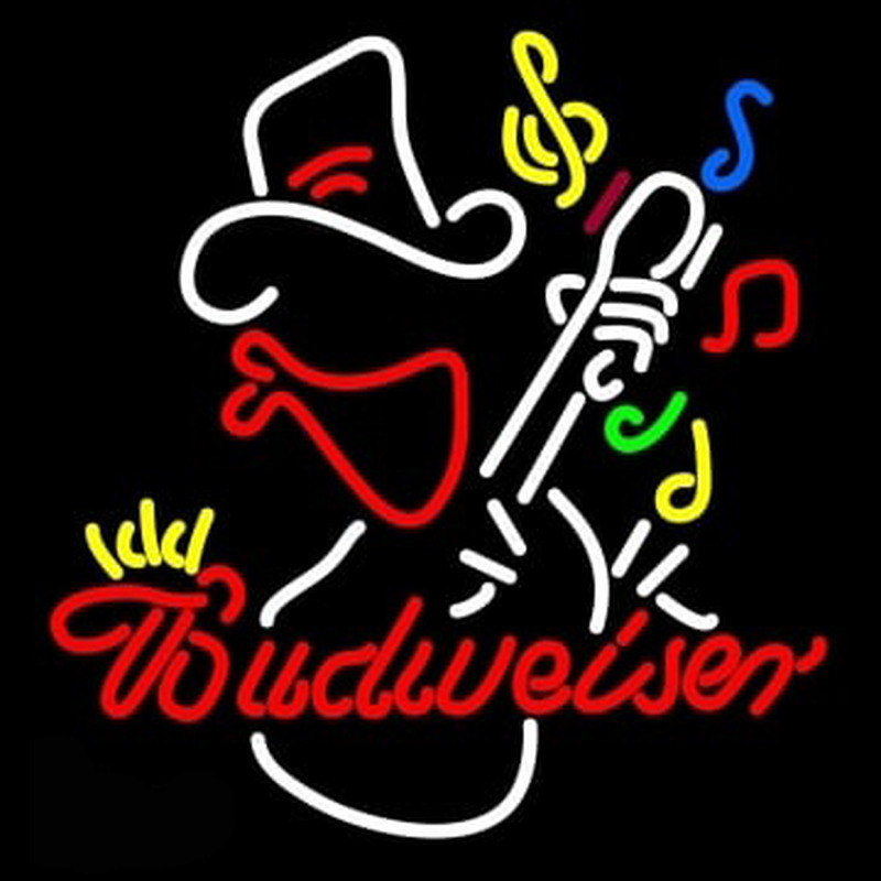 Budweiser Cowboy Guitar Neonskylt