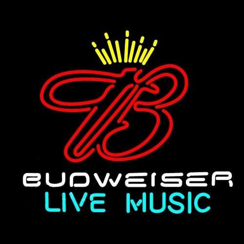 Budweiser Live Music 2 Beer Sign Neonskylt