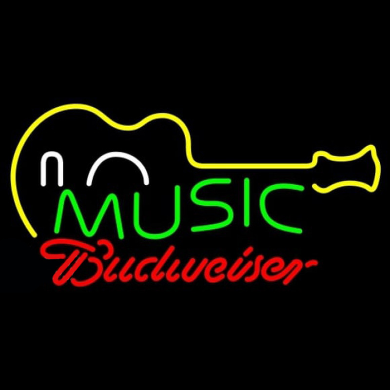 Budweiser Music Guitar Beer Sign Neonskylt