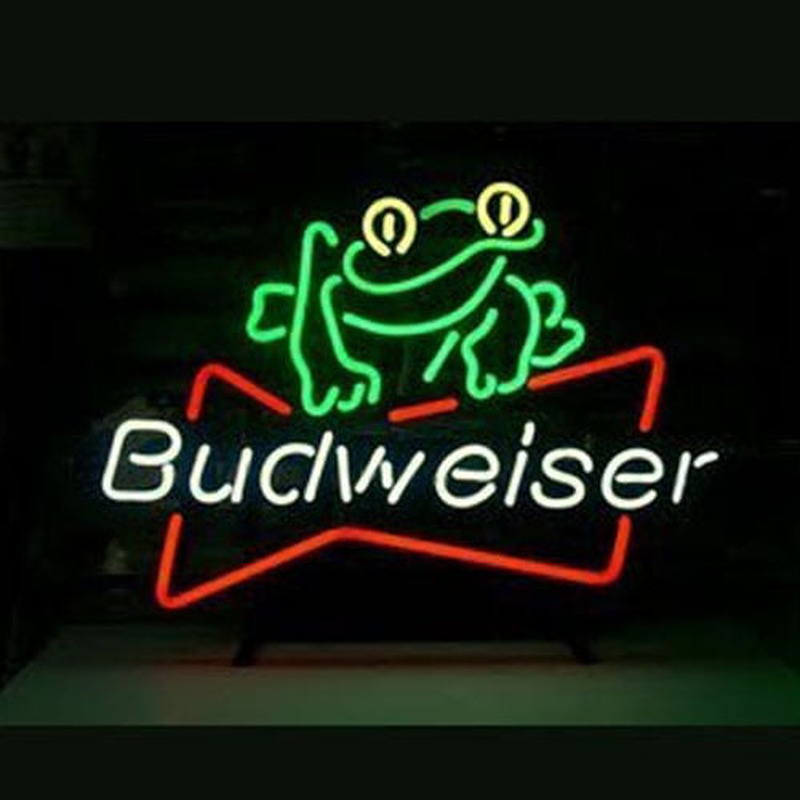 Budweiser Öl Frog Öl Bar Öppet Neonskylt
