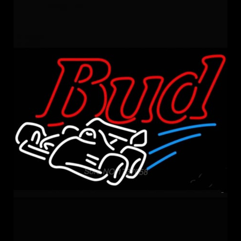 Budweiser Race Car Beer Light Neonskylt