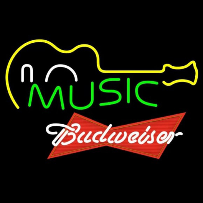 Budweiser Red Music Guitar Beer Sign Neonskylt