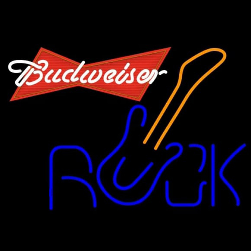 Budweiser Red Rock Guitar Beer Sign Neonskylt