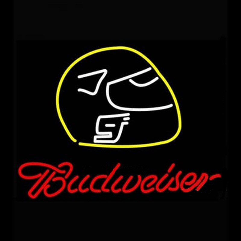 Budweiser Vintage Hascar Helmet6 Beer Light Neonskylt