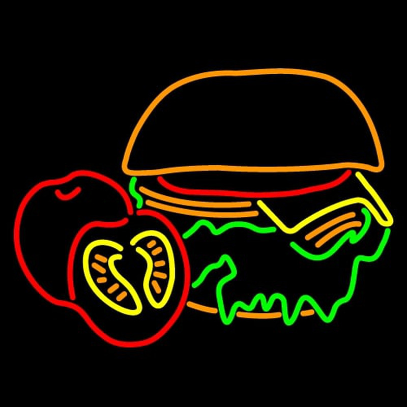 Burger With The Lettuce Tomato Bun Neonskylt
