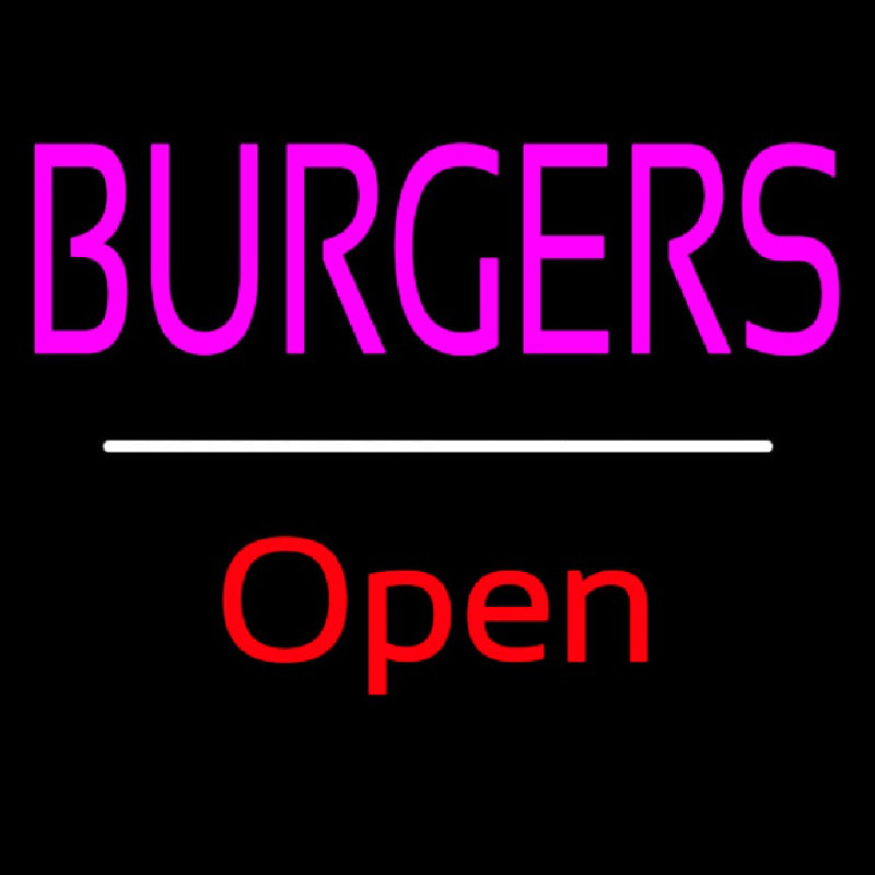 Burgers Open White Line Neonskylt