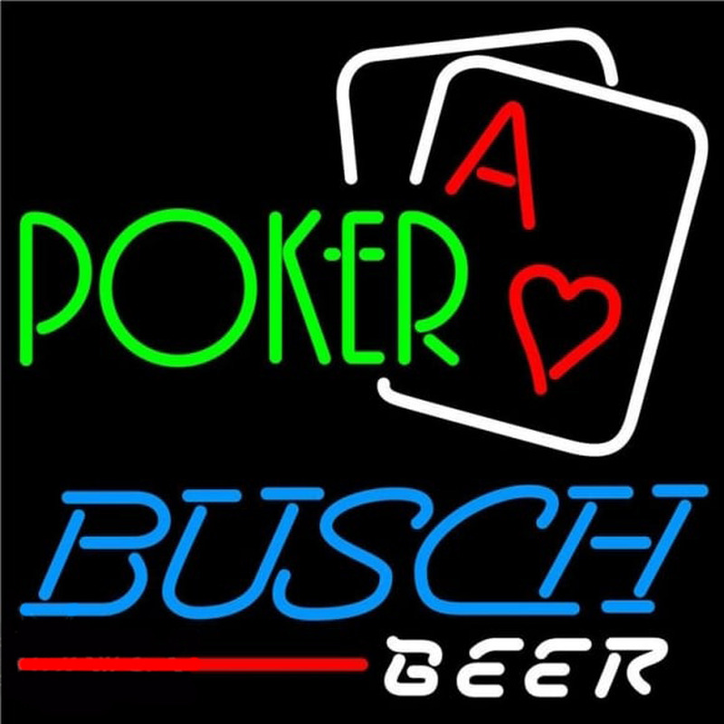 Busch Green Poker Beer Sign Neonskylt