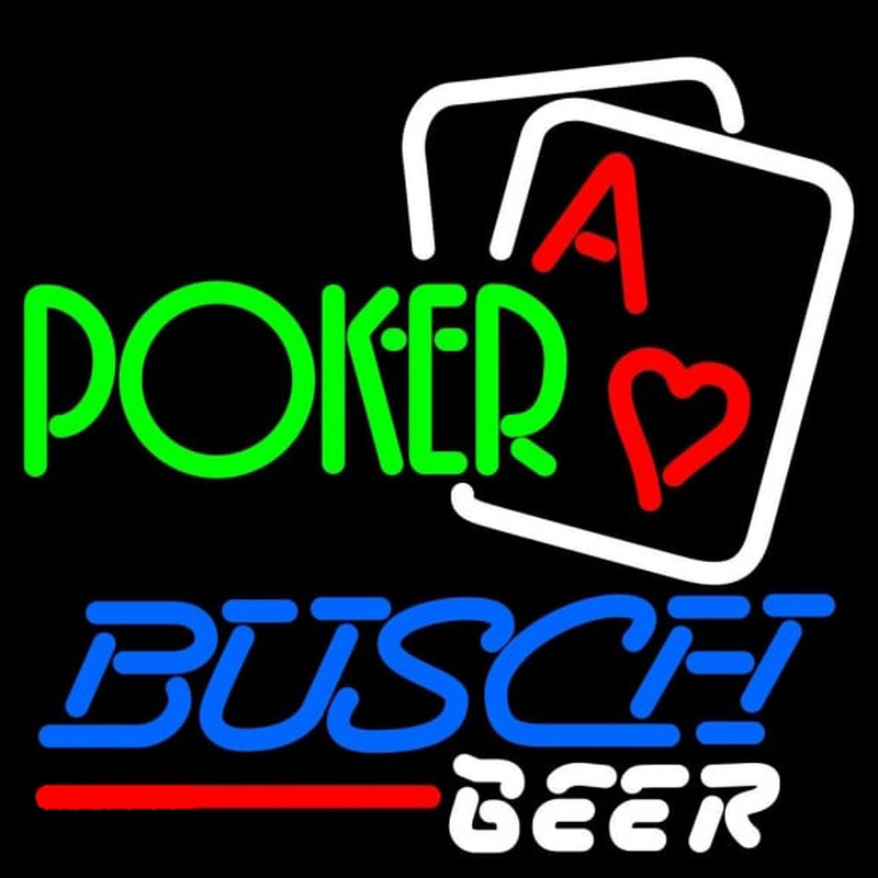 Busch Green Poker Beer Sign Neonskylt
