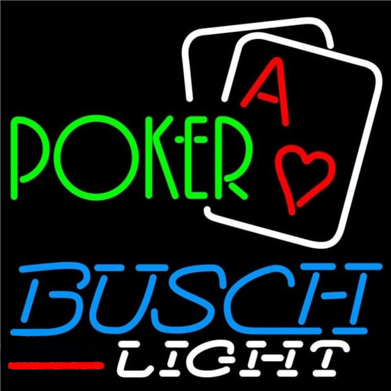 Busch Light Green Poker Beer Sign Neonskylt