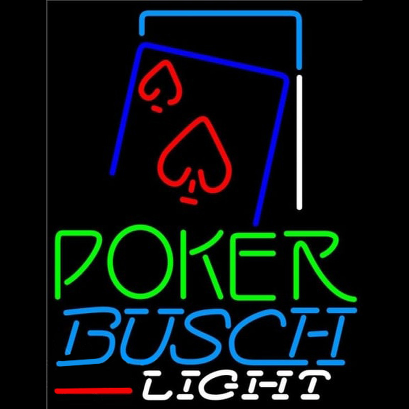 Busch Light Green Poker Red Heart Beer Sign Neonskylt