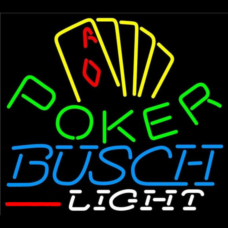 Busch Light Poker Yellow Beer Sign Neonskylt