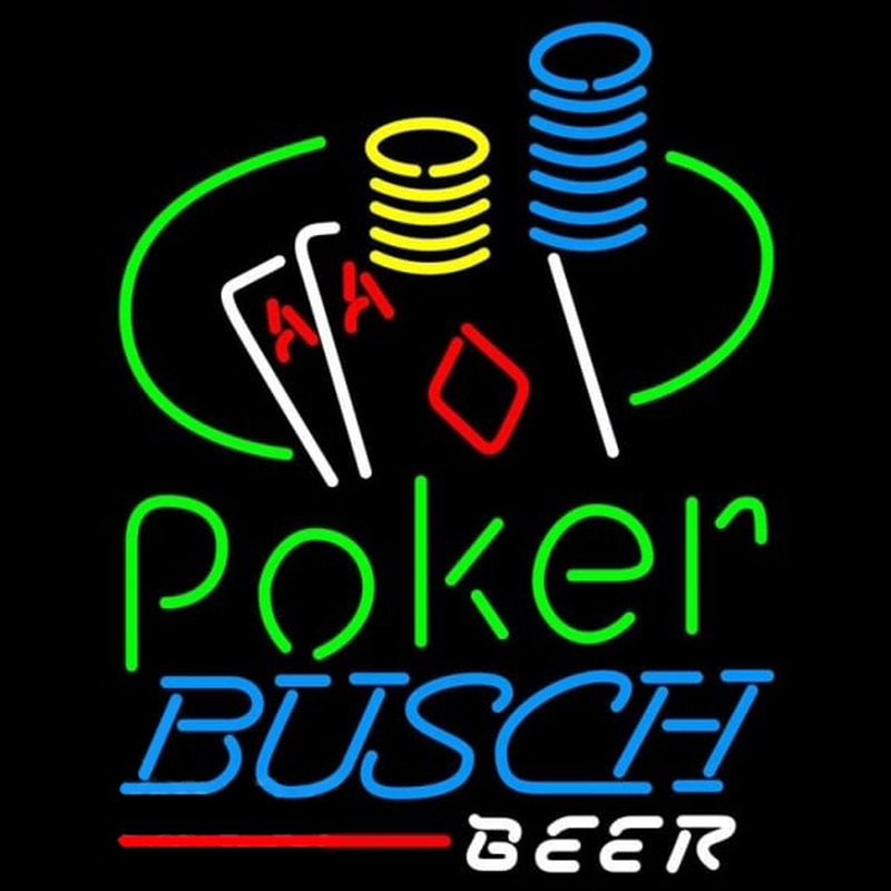 Busch Poker Ace Coin Table Beer Sign Neonskylt