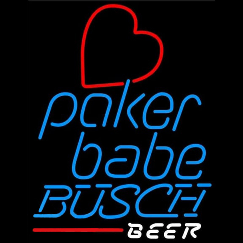 Busch Poker Girl Heart Babe Beer Sign Neonskylt