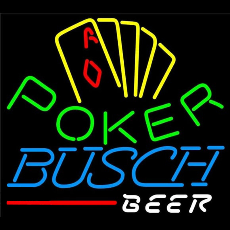 Busch Poker Yellow Beer Sign Neonskylt