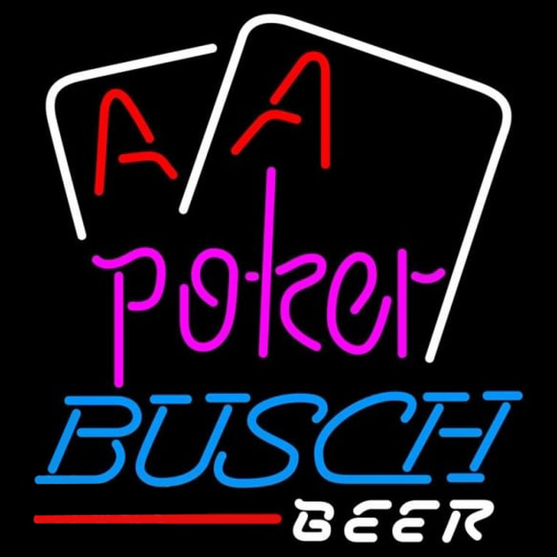 Busch Purple Lettering Red Aces White Cards Beer Sign Neonskylt