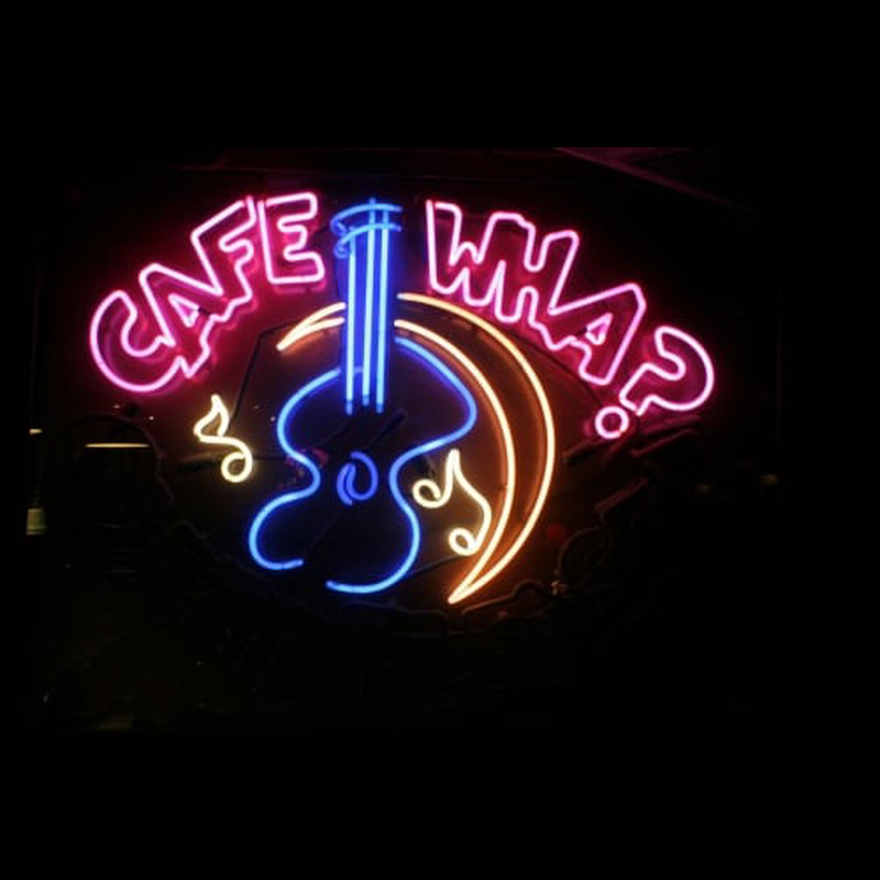 Cafe WHA musica guitarra Neonskylt