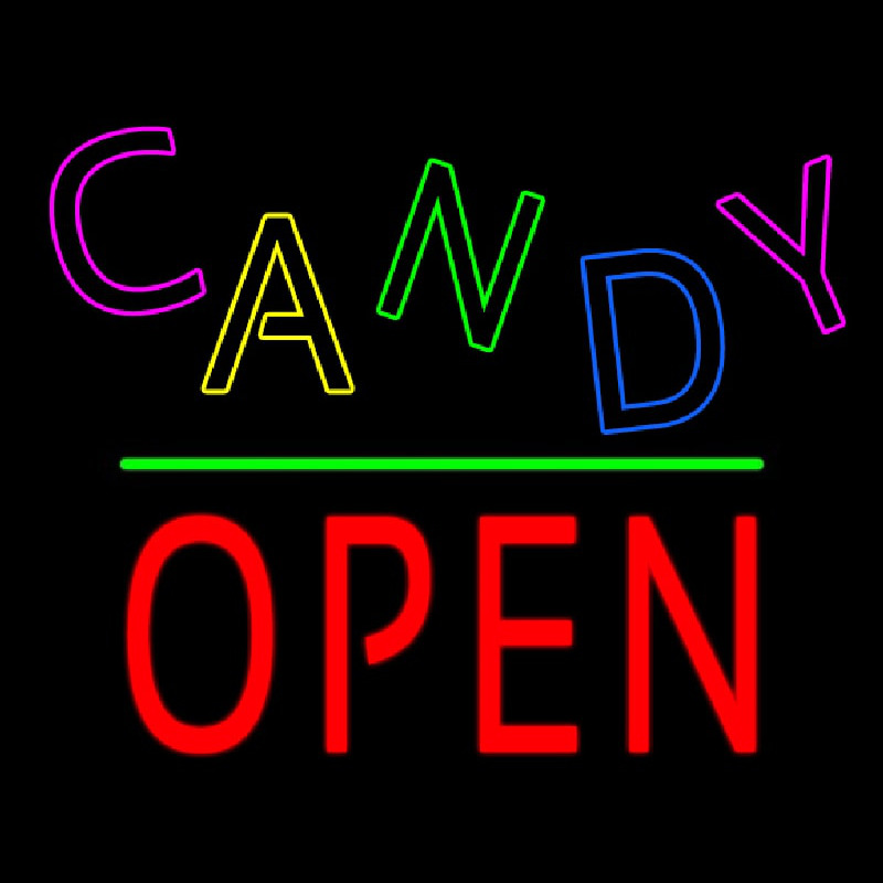 Candy Block Open Green Line Neonskylt