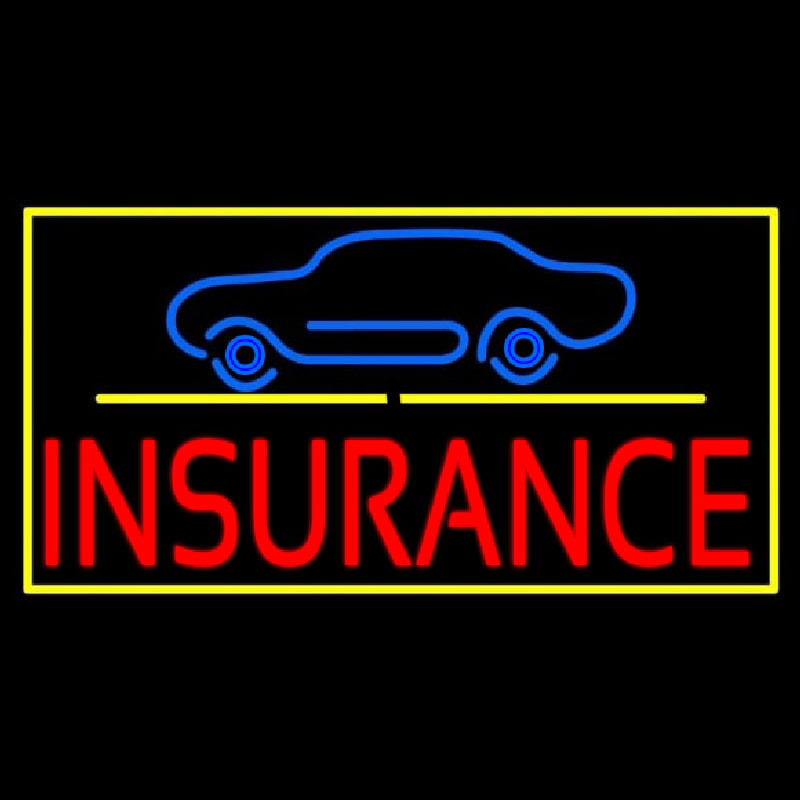 Car Logo Yellow Line Insurance With Border Neonskylt