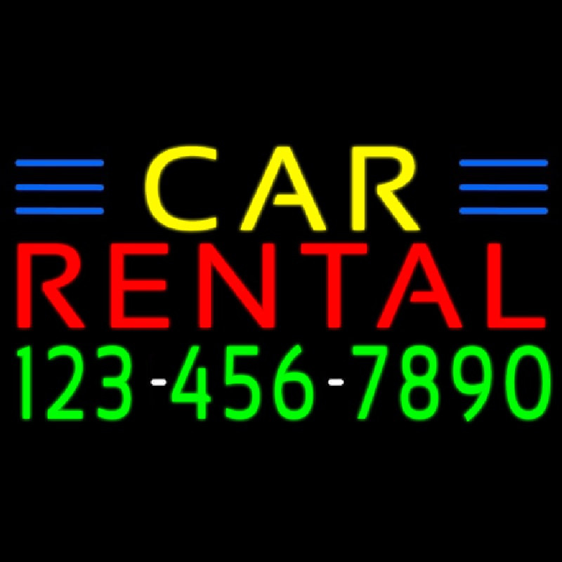 Car Rental With Phone Number Neonskylt