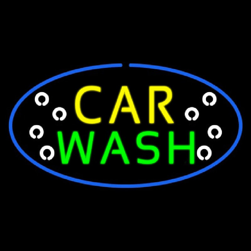 Car Wash Block Oval Neonskylt