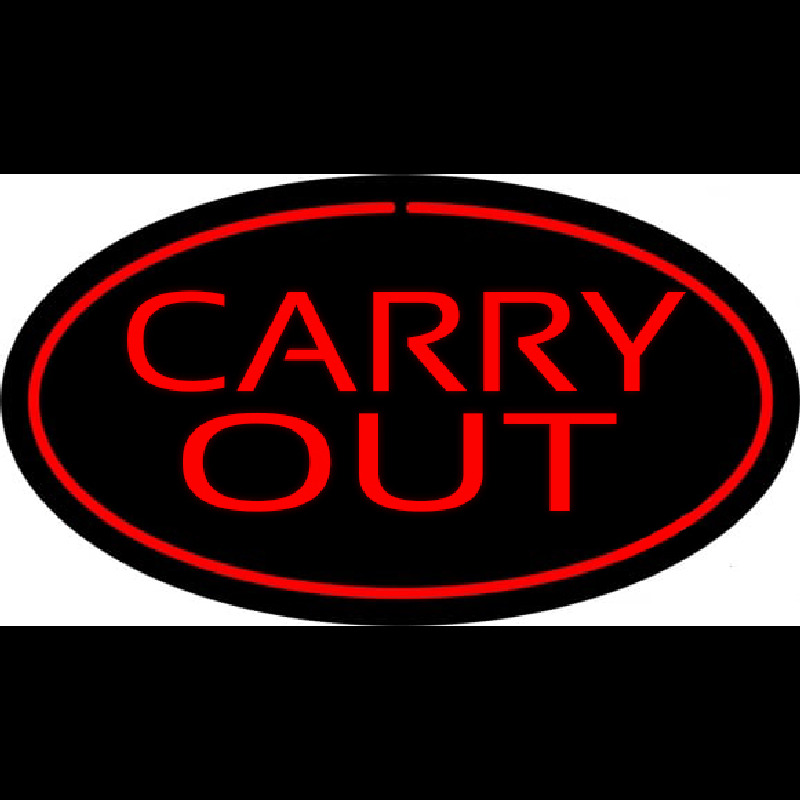 Carry Out Oval Red Neonskylt