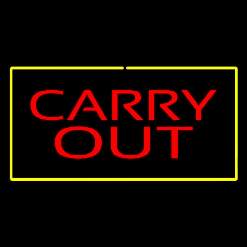 Carry Out Rectangle Yellow Neonskylt