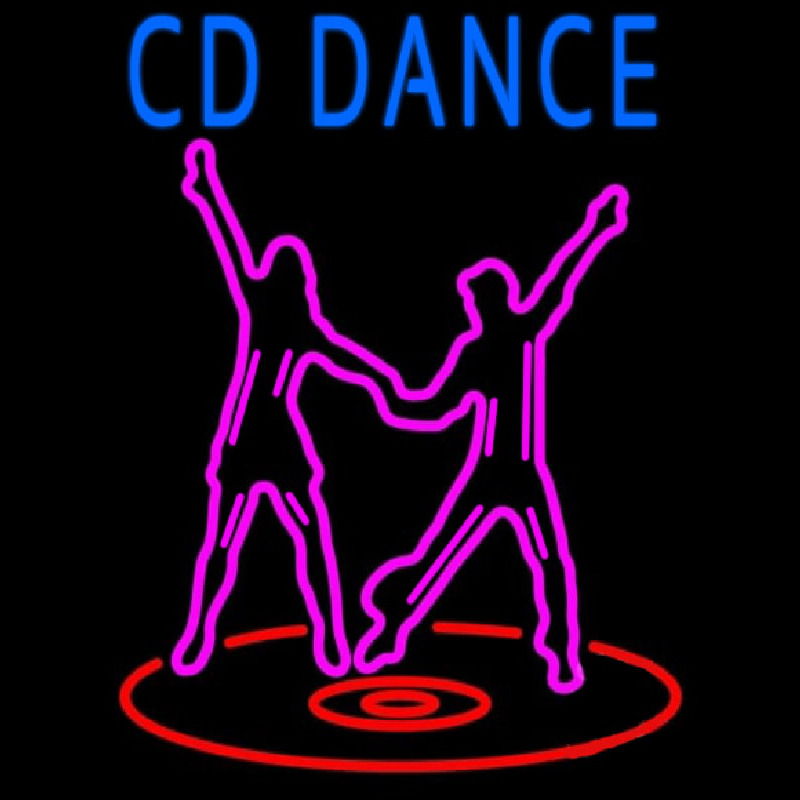 Cd With Dancing Couple Neonskylt