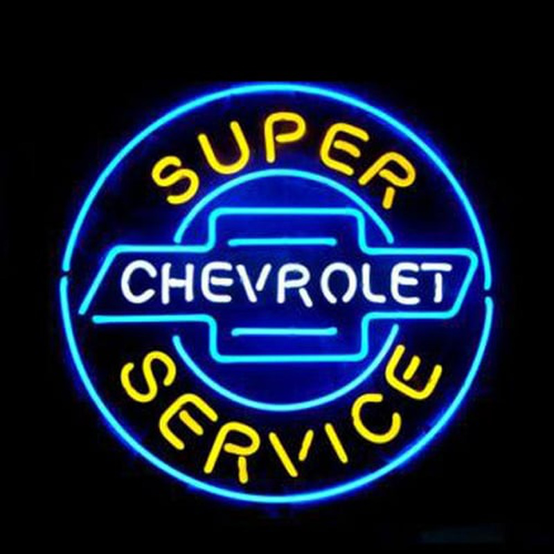 Chevrolet Super Service Butik Öppet Neonskylt