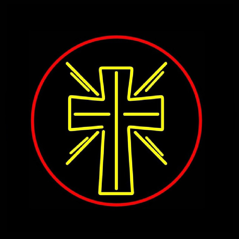 Christian Cross With Border Neonskylt