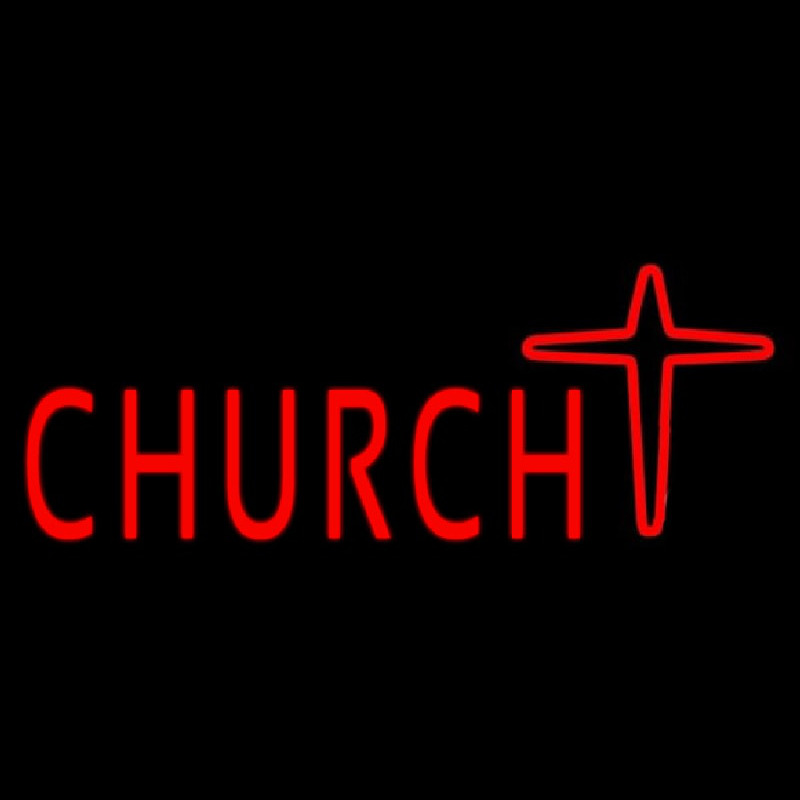 Church With Cross Logo Neonskylt