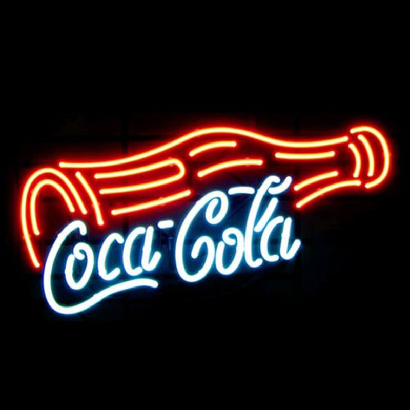 Coca Cola Flaska Öl Bar Öppet Neonskylt