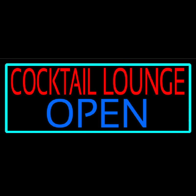 Cocktail Lounge Open With Turquoise Border Neonskylt