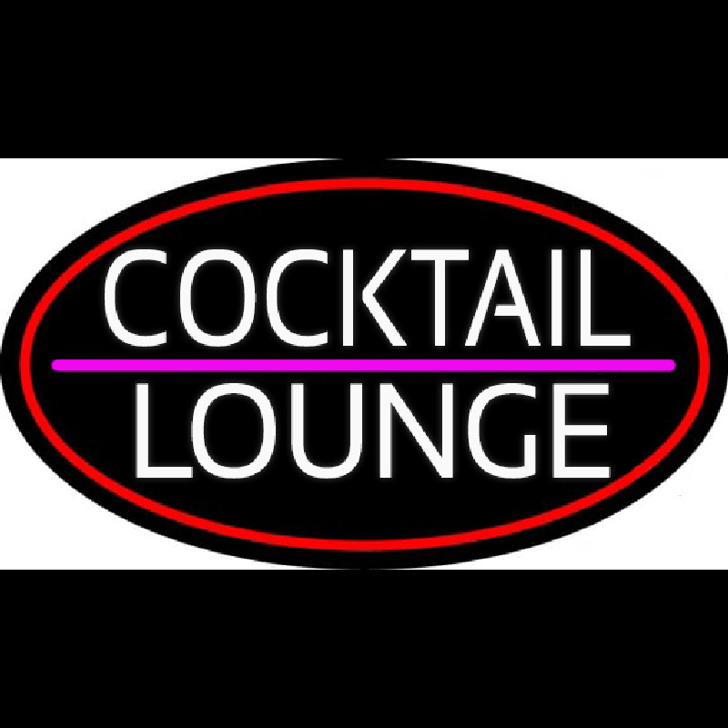 Cocktail Lounge Oval With Red Border Neonskylt