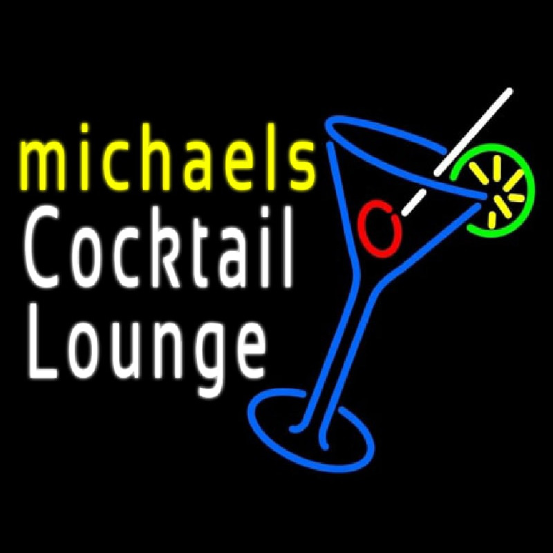 Cocktail Lounge With Martini Glass Neonskylt